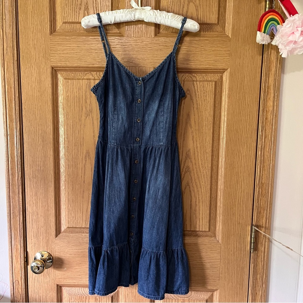 Universal Thread Dark Blue Denim Button-Front Sundress